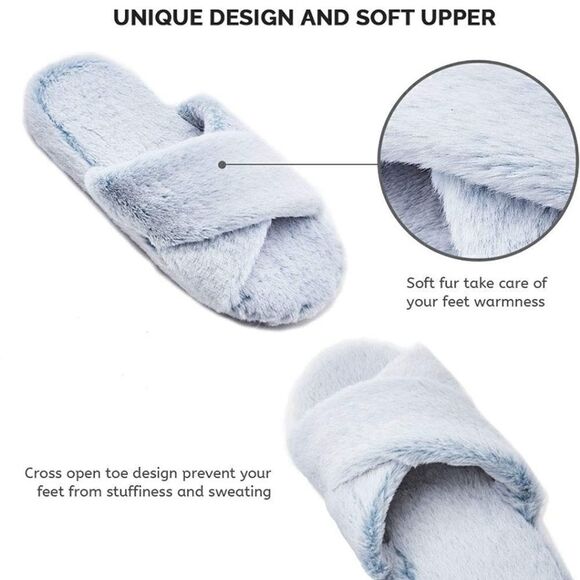 FamiPort crisscross soft cozy fluffy indoor/outdoor slippers - Picture 3 of 12